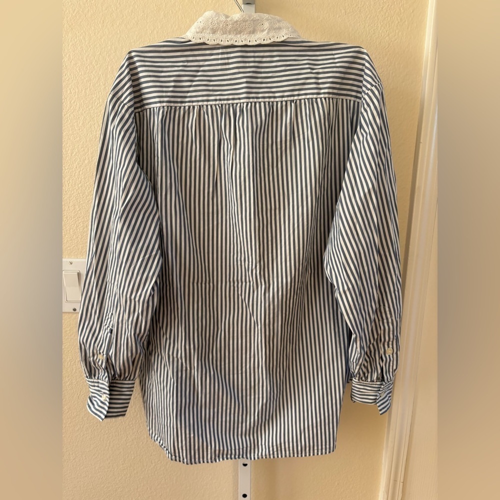 NWOT - GAP x Doen Organic Cotton Striped Big Shirt in Blue - Size XS - Picture 8 of 8